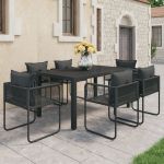 Set mobilier de grădină, 7 piese, negru, ratan PVC GartenMobel Dekor
