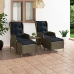 Set mobilier de grădină, cu perne, 3 piese, maro, poliratan GartenMobel Dekor