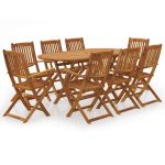 Set mobilier de grădină pliabil, 9 piese, lemn masiv acacia GartenMobel Dekor