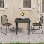 Set mobilier de masă pentru grădină, 3 piese, negru, ratan PVC GartenMobel Dekor