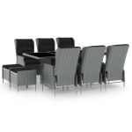 Set mobilier exterior cu perne, 9 piese, gri deschis, poliratan GartenMobel Dekor