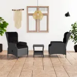 Set mobilier grădină cu perne, 3 piese, gri închis, poliratan GartenMobel Dekor