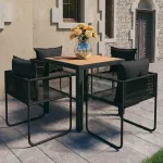 Set mobilier masă de grădină, 5 piese, negru și maro, ratan PVC GartenMobel Dekor