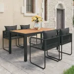 Set mobilier masă de grădină, 5 piese, negru și maro, ratan PVC GartenMobel Dekor