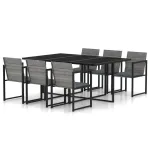 Set mobilier de grădină cu perne, 7 piese, gri, poliratan GartenMobel Dekor