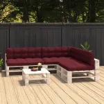 Perne canapea din paleți, 7 buc, roșu vin GartenMobel Dekor