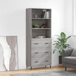 Dulap înalt, gri sonoma, 69,5x34x180 cm, lemn compozit GartenMobel Dekor