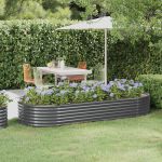 Strat înălțat grădină 249x100x36 cm oțel galvanizat GartenMobel Dekor