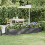 Strat înălțat grădină 249x100x36 cm oțel galvanizat GartenMobel Dekor