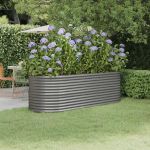 Strat înălțat grădină gri 224x80x68cm oțel galvanizat GartenMobel Dekor