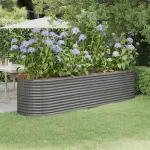 Strat înălțat grădină gri 296x80x68cm oțel galvanizat GartenMobel Dekor