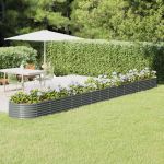 Strat înălțat grădină gri 620x80x36cm oțel galvanizat GartenMobel Dekor
