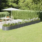 Strat înălțat grădină gri 620x80x36cm oțel galvanizat GartenMobel Dekor