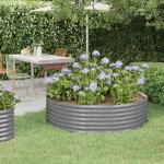 Jardinieră grădină gri 140x140x36 cm oțel galvanizat GartenMobel Dekor