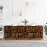 Servantă, 3 buc., stejar fumuriu, lemn prelucrat GartenMobel Dekor