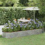 Strat înălțat grădină 322x100x36 cm oțel galvanizat GartenMobel Dekor