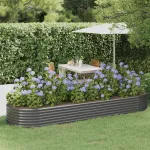 Strat înălțat grădină 322x100x36 cm oțel galvanizat GartenMobel Dekor