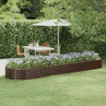 Strat înălțat grădină 396x100x36 cm oțel galvanizat GartenMobel Dekor