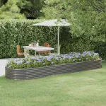 Strat înălțat grădină 396x100x36 cm oțel galvanizat GartenMobel Dekor