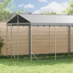 Padoc de exterior cu acoperiș argintiu 3x9x2,5m oțel galvanizat GartenMobel Dekor