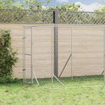 Padoc de exterior pentru câini argintiu 2x10x2m oțel galvanizat GartenMobel Dekor