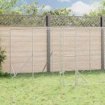 Padoc de exterior pentru câini argintiu 4x4x2 m oțel galvanizat GartenMobel Dekor