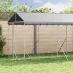 Padoc exterior cu acoperiș argintiu 2x10x2,5 m oțel galvanizat GartenMobel Dekor