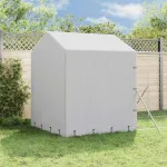 Padoc exterior cu acoperiș argintiu 2x14x2,5 m oțel galvanizat GartenMobel Dekor