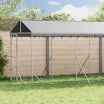 Padoc exterior cu acoperiș argintiu 2x14x2,5 m oțel galvanizat GartenMobel Dekor