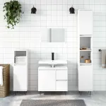 Set mobilier de baie, 3 piese, alb, lemn compozit GartenMobel Dekor