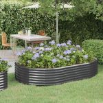 Strat înălțat grădină 214x140x36 cm oțel galvanizat GartenMobel Dekor