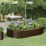 Strat înălțat grădină 214x140x36 cm oțel galvanizat GartenMobel Dekor
