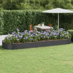 Strat înălțat grădină 450x140x36 cm oțel galvanizat GartenMobel Dekor