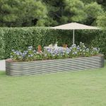 Jardinieră argintiu 510x140x68 cm oțel vopsit electrostatic GartenMobel Dekor
