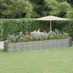 Jardinieră argintiu 510x140x68 cm oțel vopsit electrostatic GartenMobel Dekor