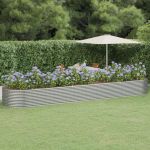 Jardinieră argintiu 584x140x68 cm oțel vopsit electrostatic GartenMobel Dekor