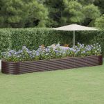 Jardinieră grădină maro 584x140x68 cm oțel vopsit electrostatic GartenMobel Dekor