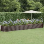 Jardinieră grădină maro 584x140x68 cm oțel vopsit electrostatic GartenMobel Dekor
