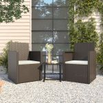 Set mobilier de exterior cu perne, 3 piese, negru, poliratan GartenMobel Dekor