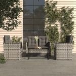 Set mobilier de exterior cu perne, 4 piese, gri, poliratan GartenMobel Dekor