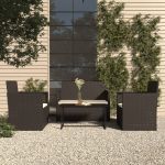 Set mobilier de exterior cu perne, 4 piese, negru, poliratan GartenMobel Dekor