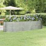 Strat înălțat grădină 322x100x68 cm oțel galvanizat GartenMobel Dekor