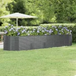 Strat înălțat grădină 396x100x68 cm oțel galvanizat GartenMobel Dekor