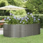 Strat înălțat grădină gri, 212x140x68 oțel galvanizat GartenMobel Dekor