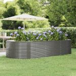 Strat înălțat grădină gri, 291x140x68 oțel galvanizat GartenMobel Dekor