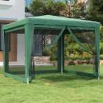 Cort de petrecere cu 4 pereți din plasă, verde, 3x3 m, HDPE GartenMobel Dekor