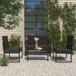 Set mobilier relaxare grădină 4 piese cu perne poliratan negru GartenMobel Dekor