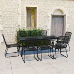 Set mobilier de exterior, 9 piese, poliratan și sticlă GartenMobel Dekor