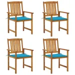 Scaune de grădină cu perne, 4 buc., lemn masiv de acacia GartenMobel Dekor