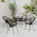 Set mobilier de exterior, 5 piese, negru, ratan PVC GartenMobel Dekor